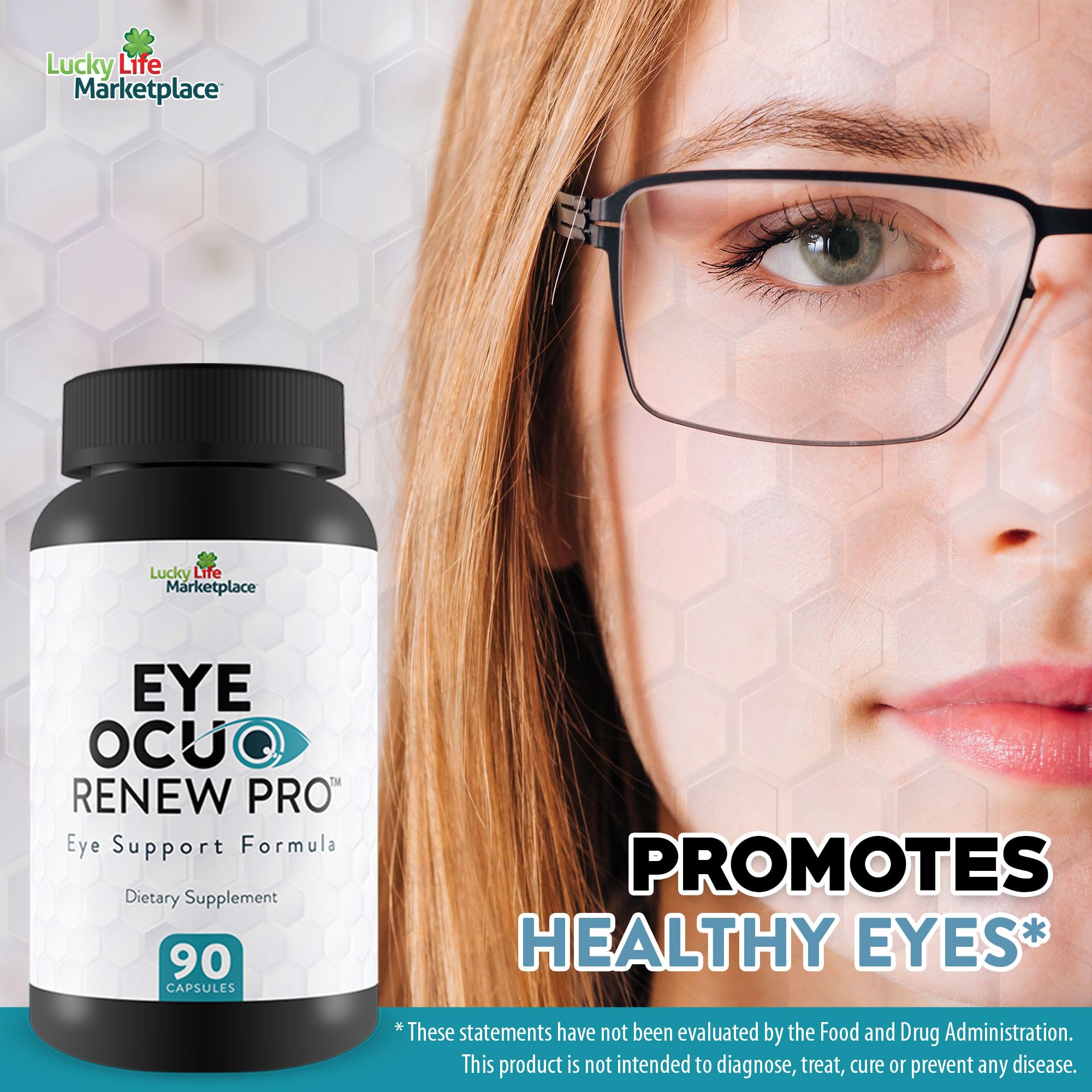 Generic Eye Ocuo Renew Pro night routine with bottle and glass.