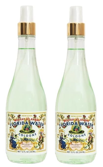 Generic Florida Water spritz on skin for cooling refreshment and fragrance.