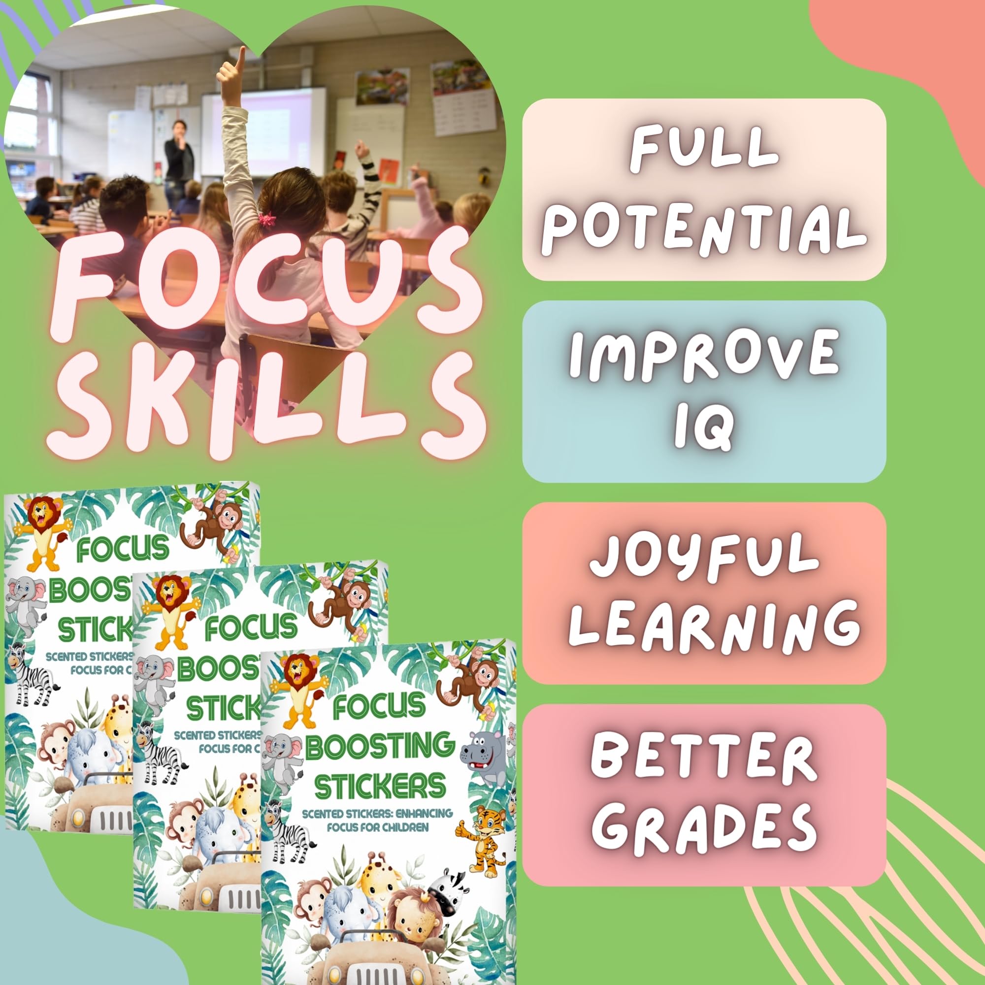 Generic Focus Boosting Stickers for adults support staying on task at work.