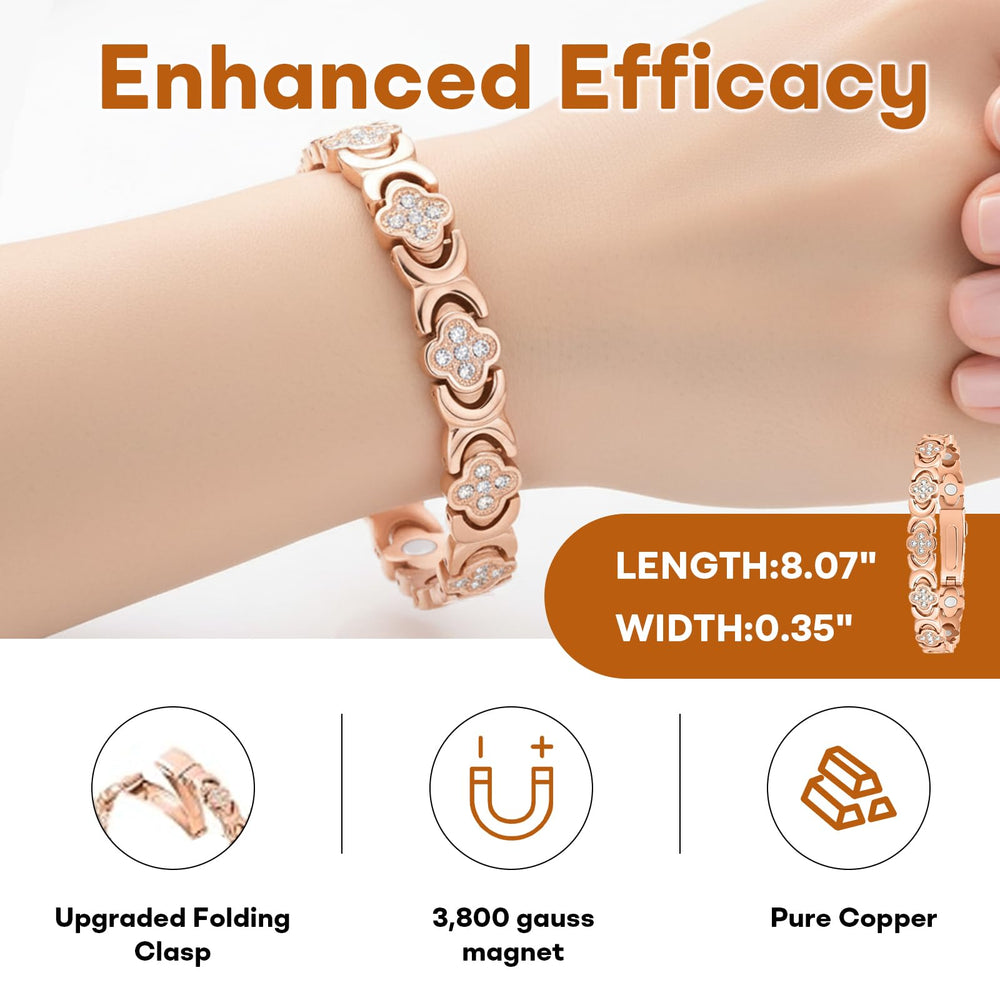 Generic GlamClover pure copper bracelet on wrist, durable and comfortable.