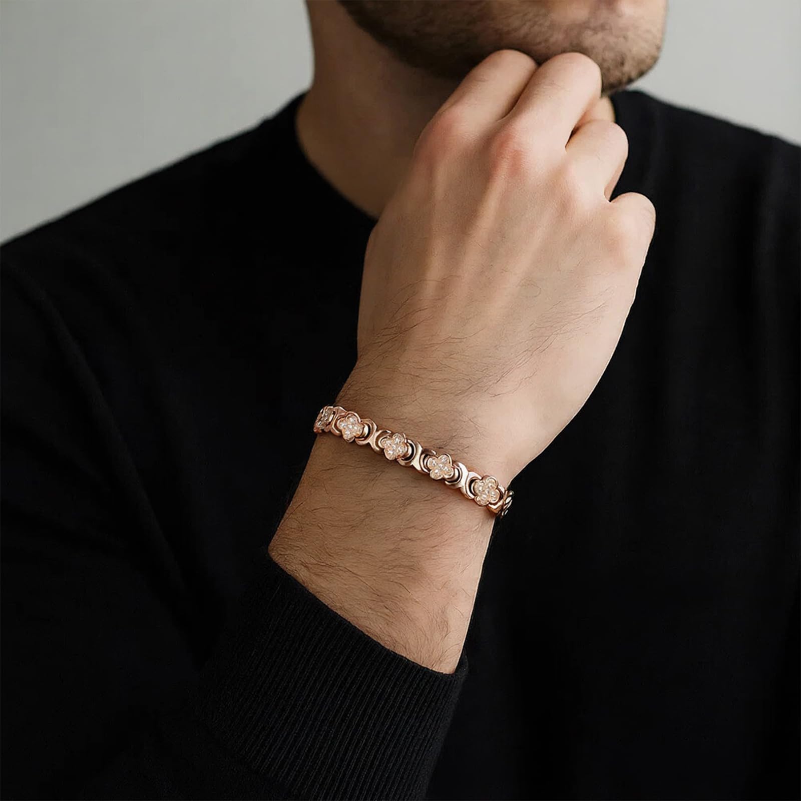 Generic GlamClover silver finish bracelet detail, refined look for versatile outfits.