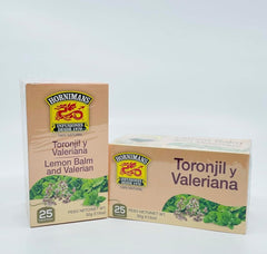 Generic Hornimans lemon balm valerian tea bag enhances relaxation and eases bedtime routine.