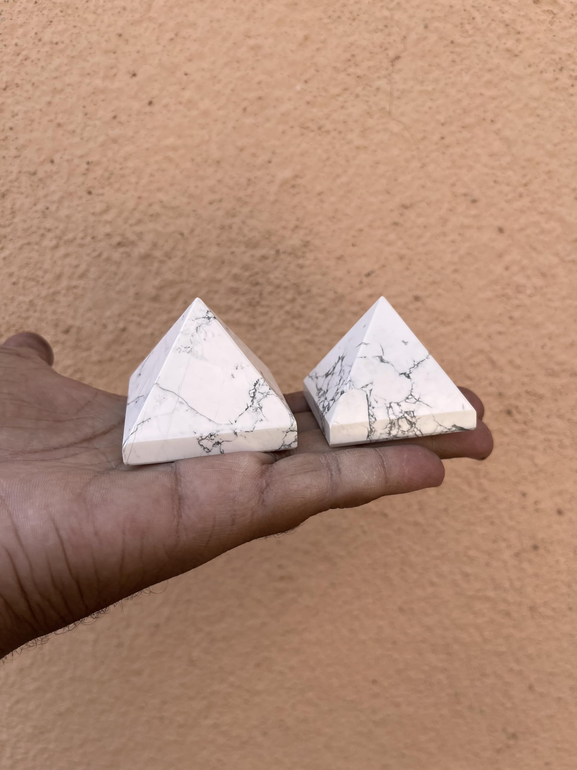 Generic Howlite crystal pyramid enhances sleep prep with gentle energy.