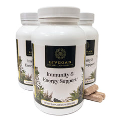 Generic Immunity and Energy Support bottle-front showing a compact daily wellness supplement.