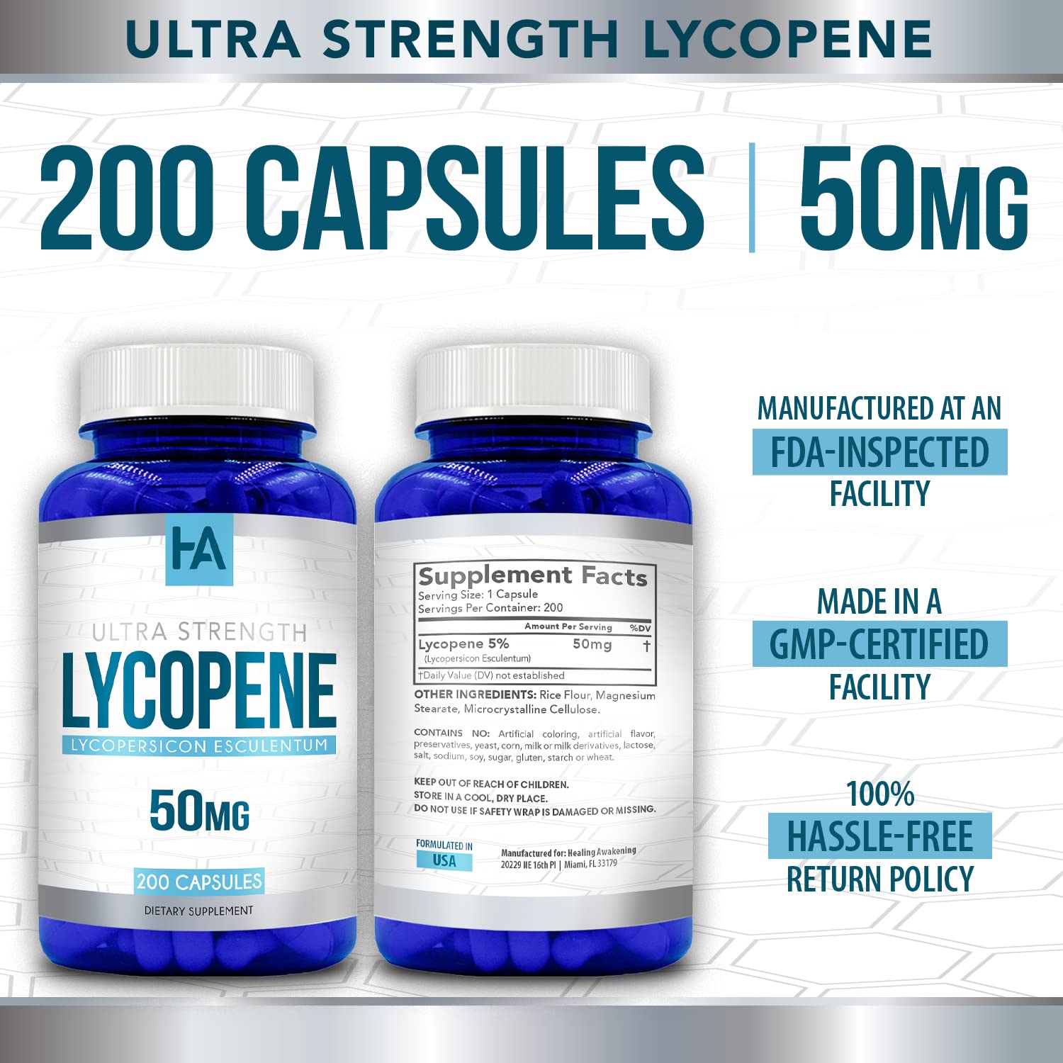 Generic Lycopene ingredients listed, signaling a clean formulation.