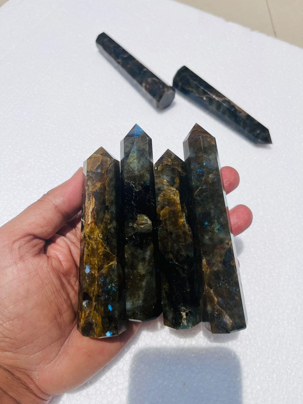 Generic Labradorite energy wand used for Feng Shui and decorative appeal.