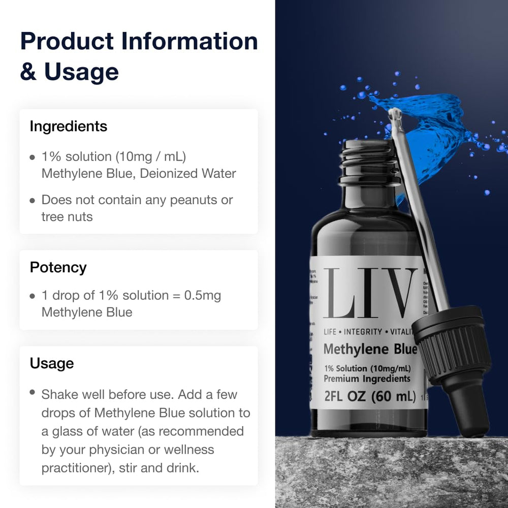 Generic Methylene Blue lab results image demonstrates quality assurance and potency.