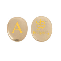 Generic monogram Pyrite Zibu Coin front view for personalized energy symbol