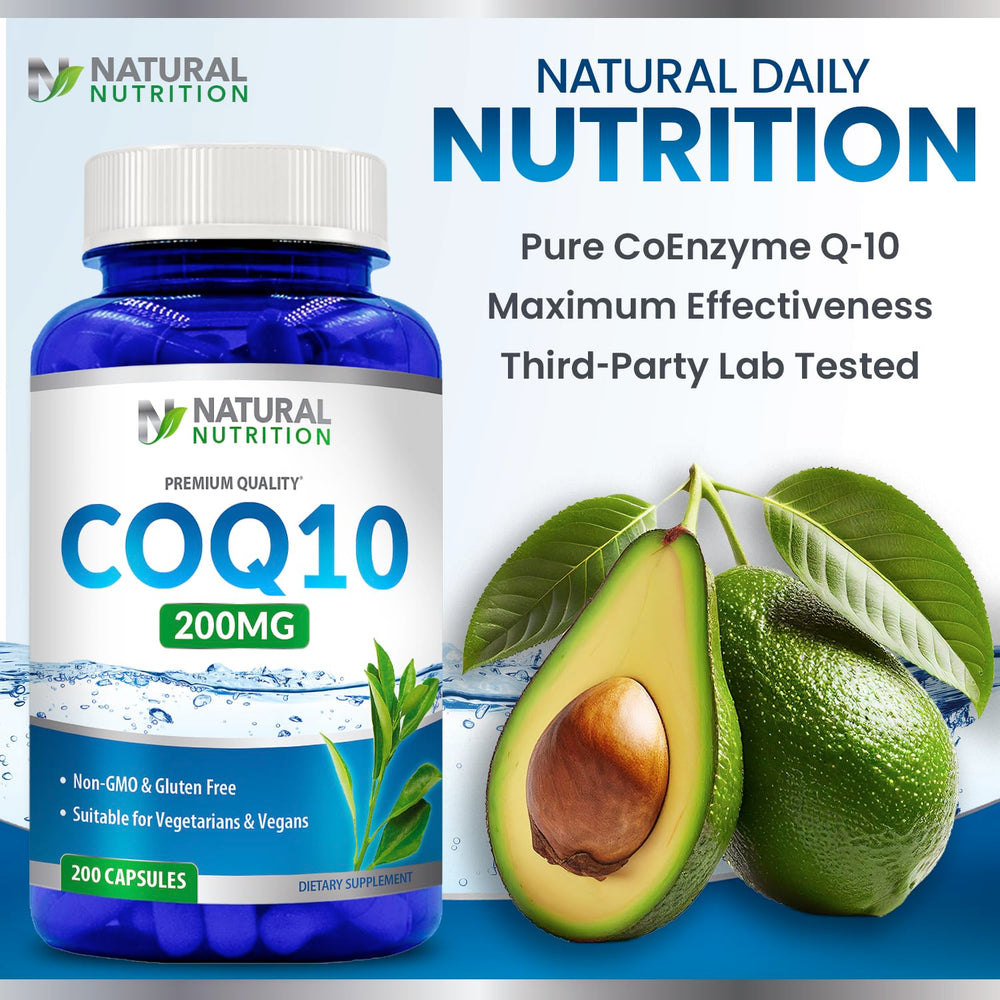 Carton and bottle of Generic Natural Vitamin CoQ10 ready for on-the-go supplementation.