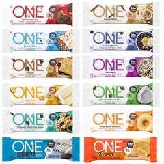 Generic ONE Protein Bars sampler packaging shows flavor variety for convenience