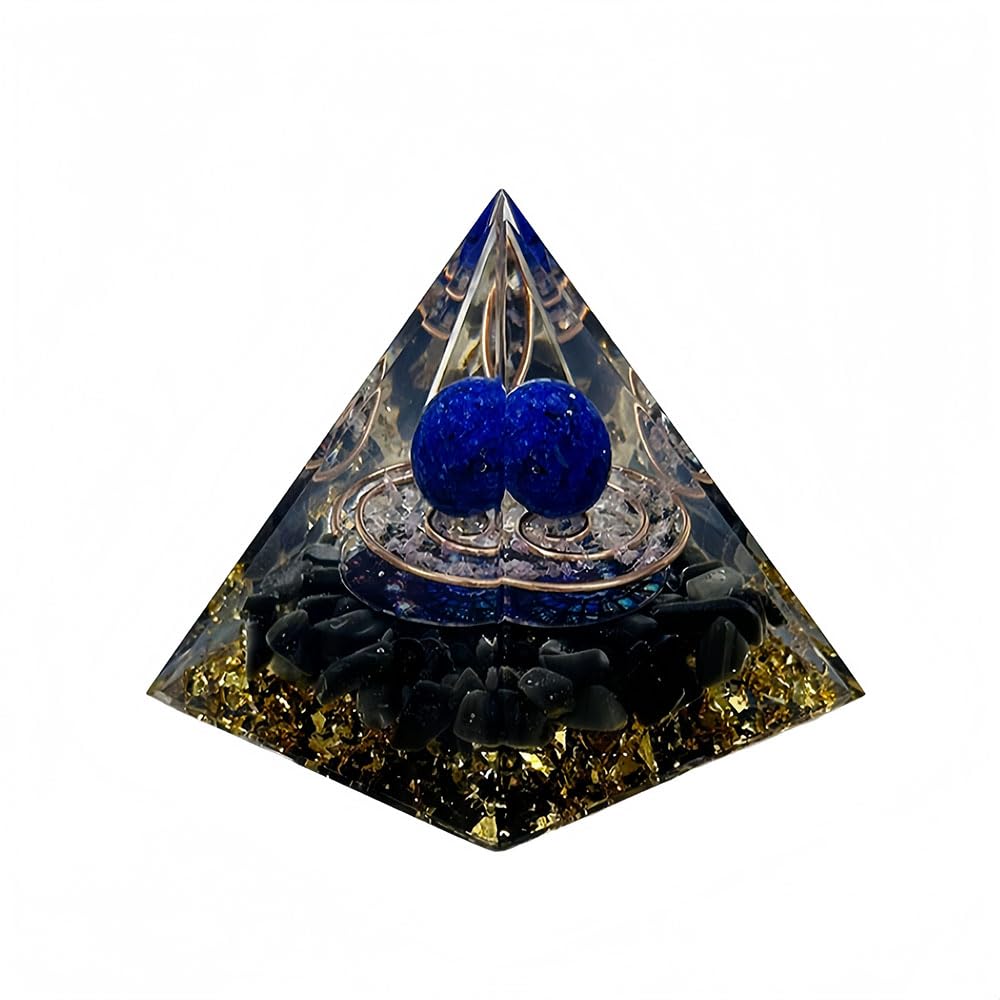 Generic orgone pyramid gold leaf detail highlighting craftsmanship.