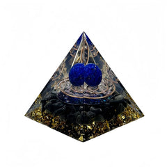 Generic orgone pyramid gold leaf detail highlighting craftsmanship.