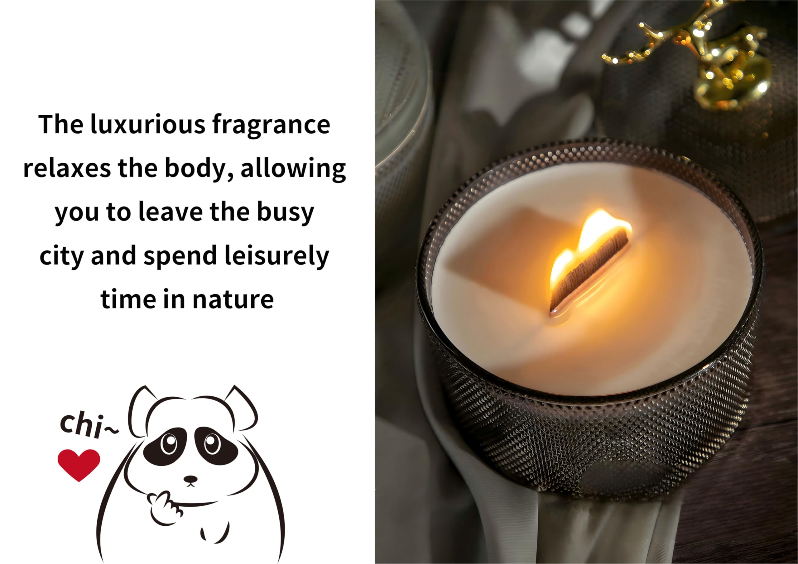 Generic Pandachilla candle in living room setting emphasizes ambient light