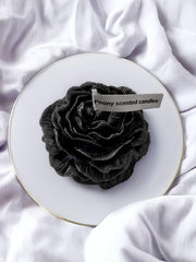 Generic Peony Flower Candle in black jar with inviting scent and elegant design.