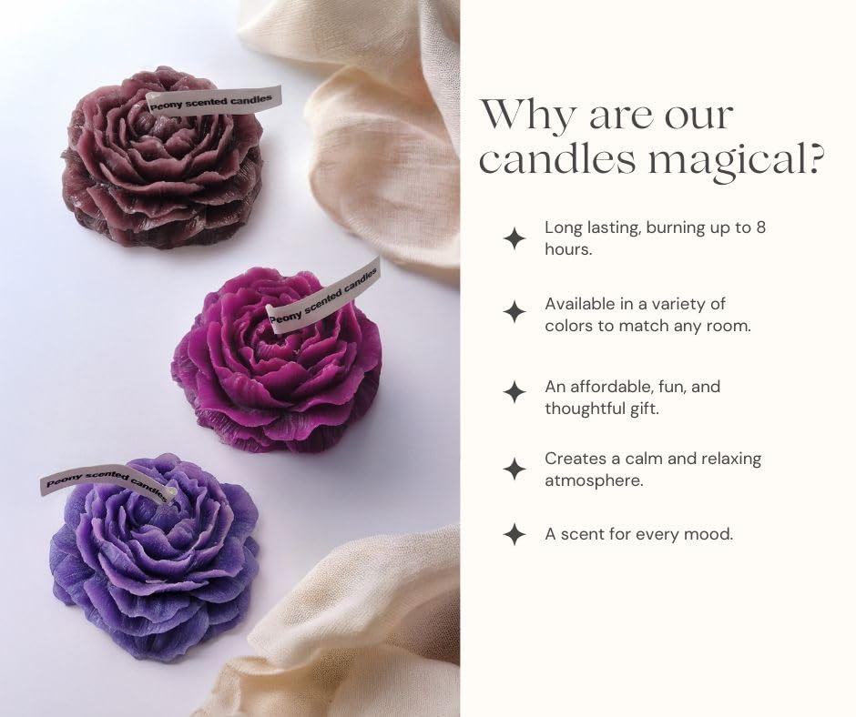 Generic Peony Flower Candle spa setting aids meditation and relaxation.