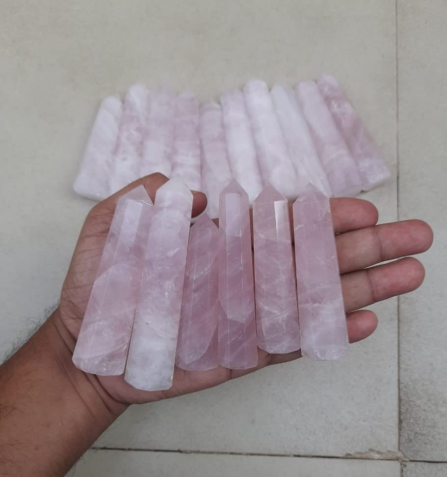 Generic 3Pcs Rose Quartz Points set for mindful meditation and calm energy.