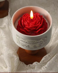 Generic Rose Shape Candle on a ceramic stand for elegant ambiance