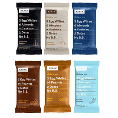 Generic RX-Bar assorted variety pack, gluten-free high-protein snack for on-the-go.