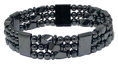 Generic Tri-Power hematite bracelet on wrist supports circulation.