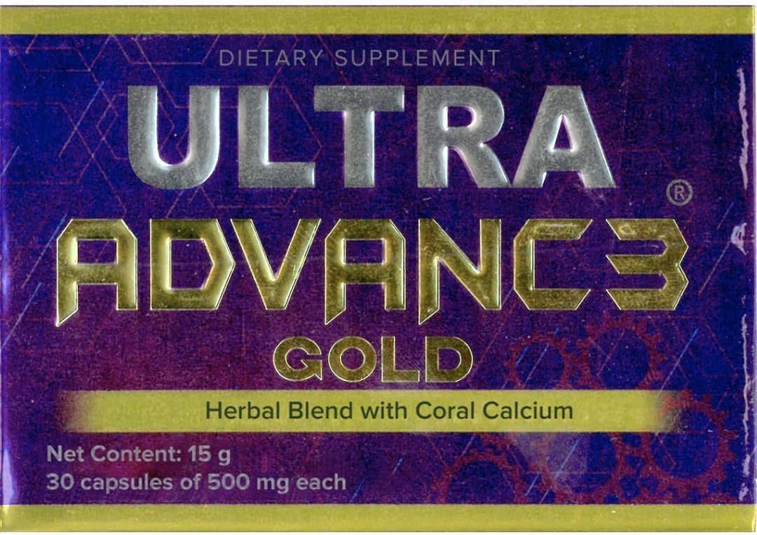 Generic Ultra Advance Gold bottle with purple capsules supports daily joint movement.