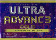 Generic Ultra Advance Gold bottle with purple capsules supports daily joint movement.