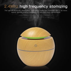 Generic Wood Grain Mushroom Mini Diffuser side view blending with decor