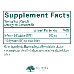 Genestra Amin NAC capsules closeup highlighting smooth texture and vegan formula.