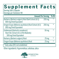 Genestra Berberis Formula bottle back shows label details of the herbal formula
