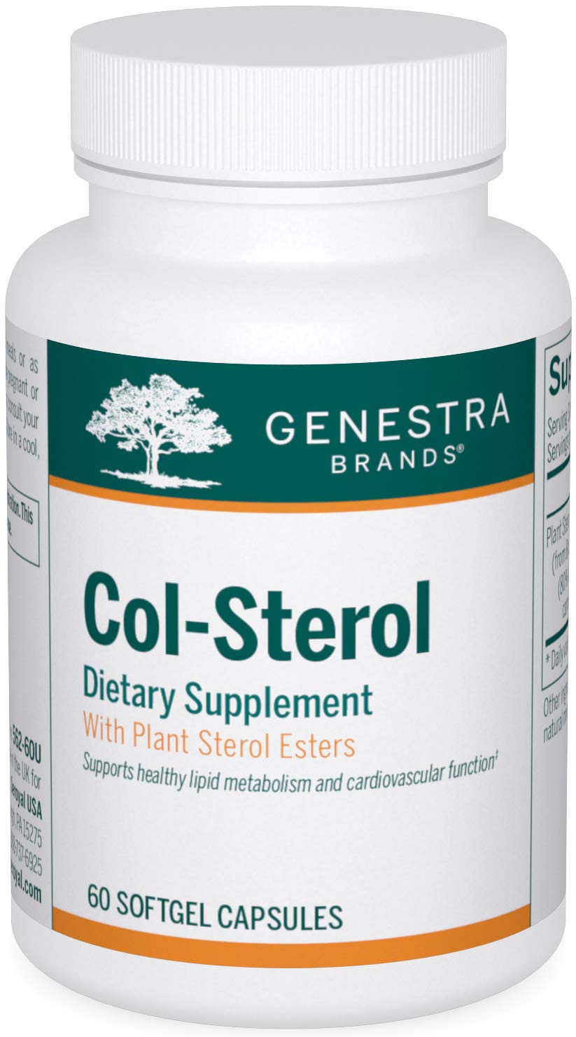 Genestra Brands Col-Sterol bottle front, soft capsules for healthy lipid metabolism.