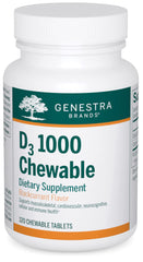 Genestra Brands D3 1000 chewable bottle with label for daily bone support