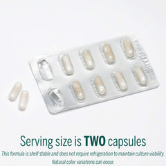 Genestra Brands HMF Travel packaging front—shelf-stable probiotic packaging designed for travel.