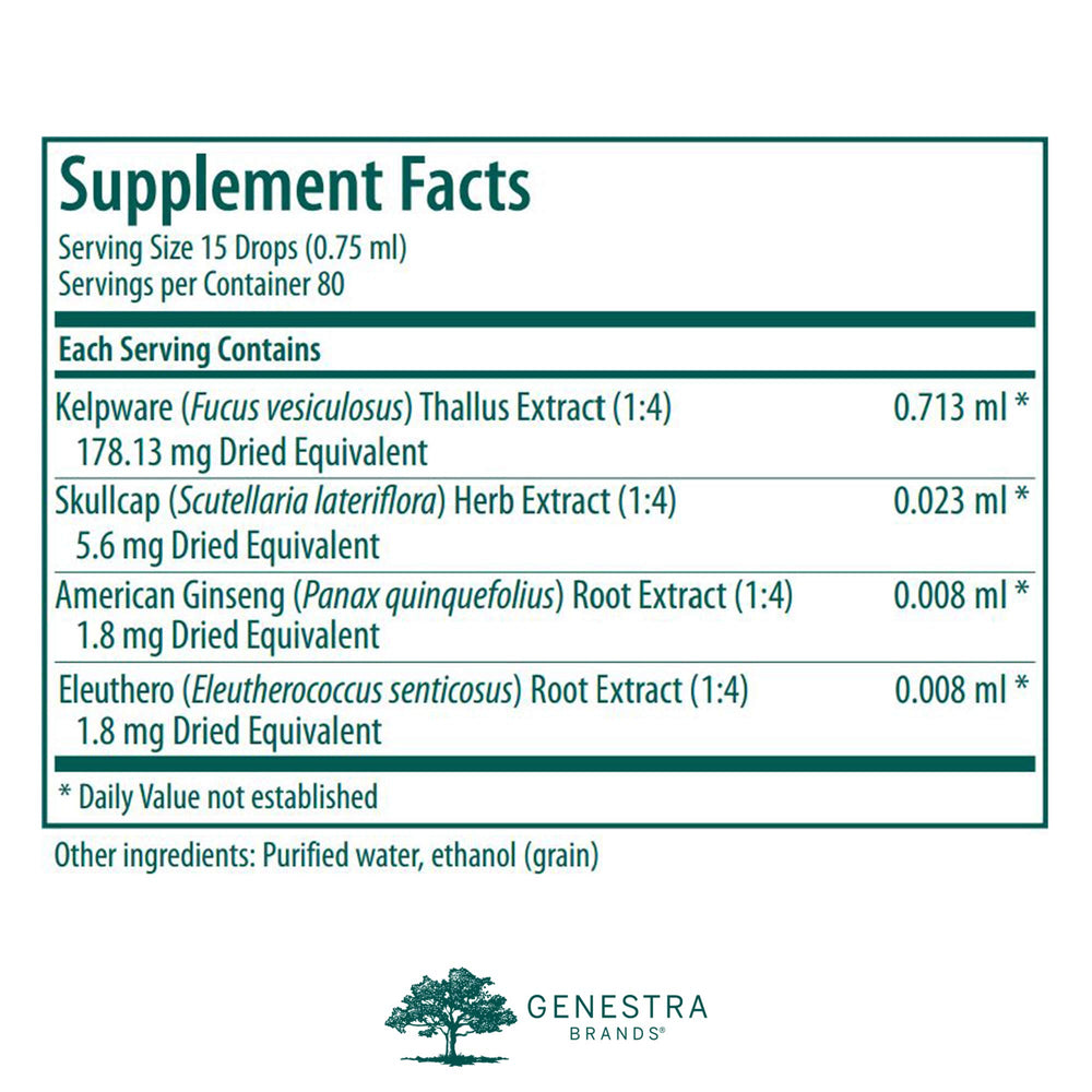 Genestra Brands Kelp Combination #1 bottle pour demonstrates easy daily dosing