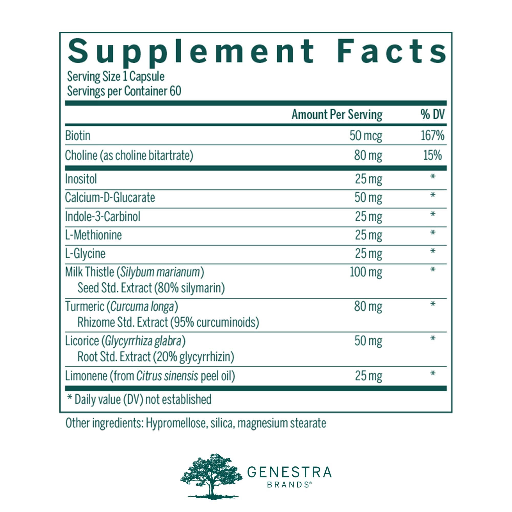 Genestra Brands Liver Support capsules close-up highlighting convenient daily detox support