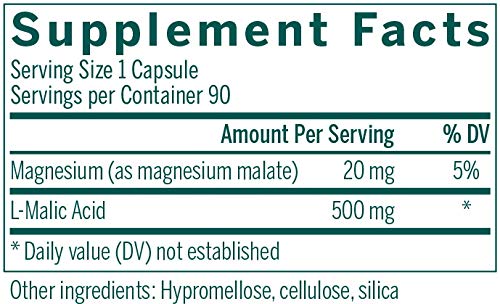 Genestra Brands Malic Acid bottle back showing dosage information for muscle support.