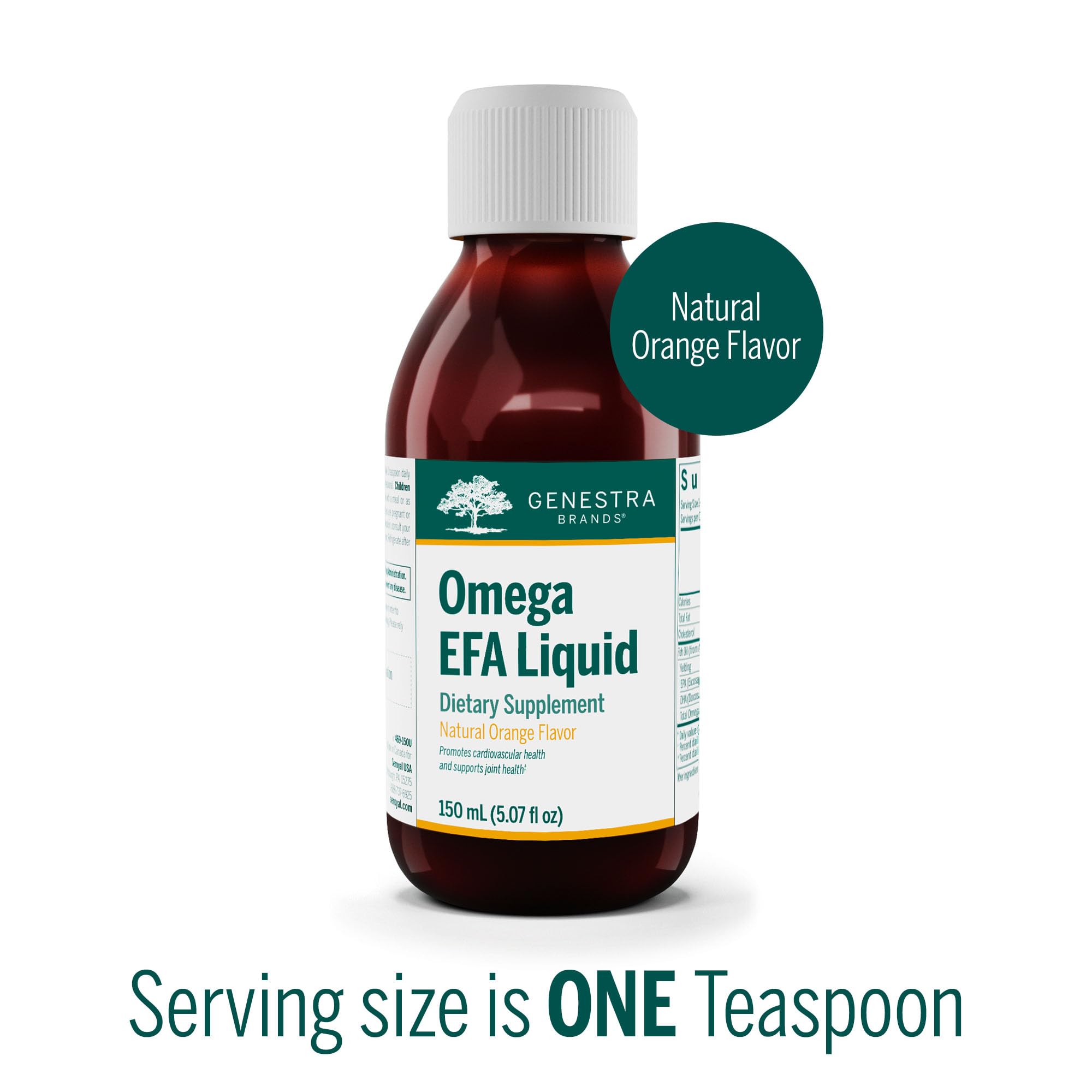 Genestra Brands Omega EFA Liquid on a kitchen shelf suggests convenient, everyday supplementation