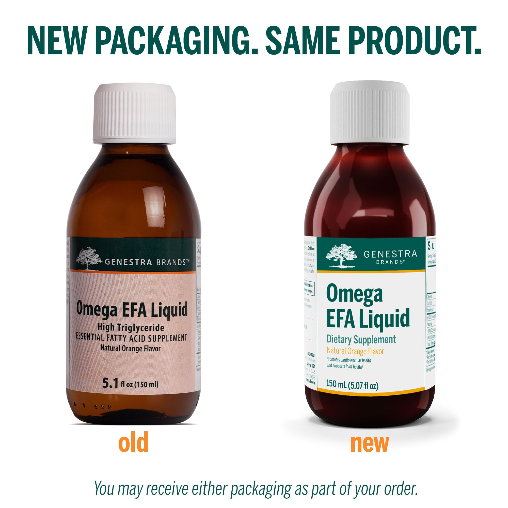 Genestra Brands Omega EFA Liquid bottle label highlights professional-grade nutrition and daily use potential