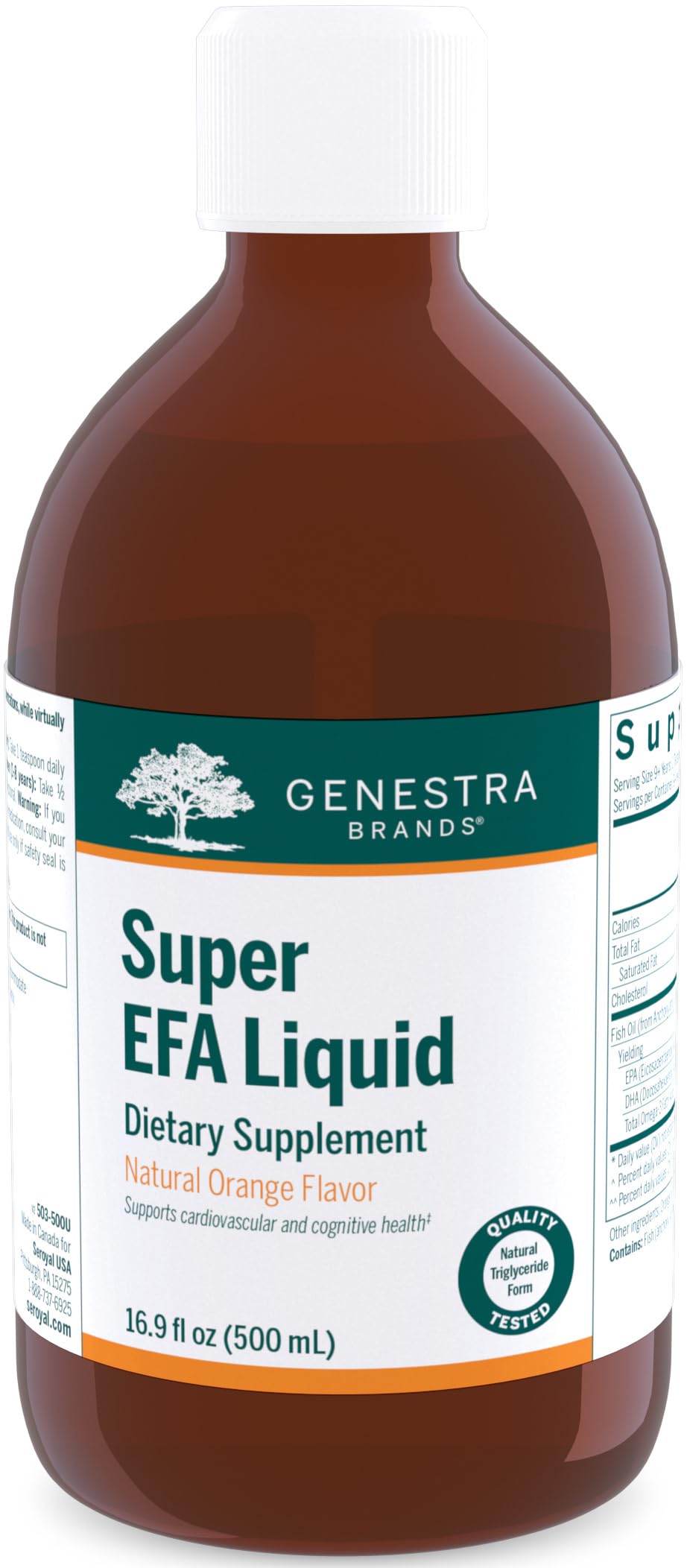Genestra Brands Super EFA Liquid bottle shows a professional omega blend for daily wellness.