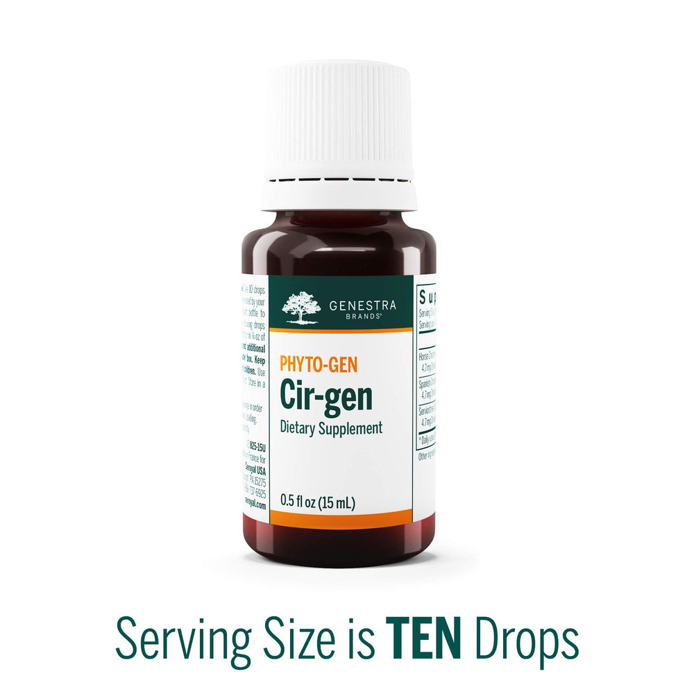 Genestra Cir-gen bottle emphasizing Servicetree for vascular integrity possibilities.