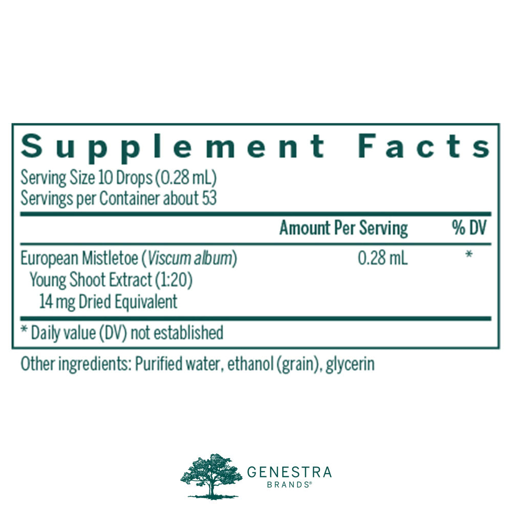 Genestra European Mistletoe Young Shoot label highlights spring harvest