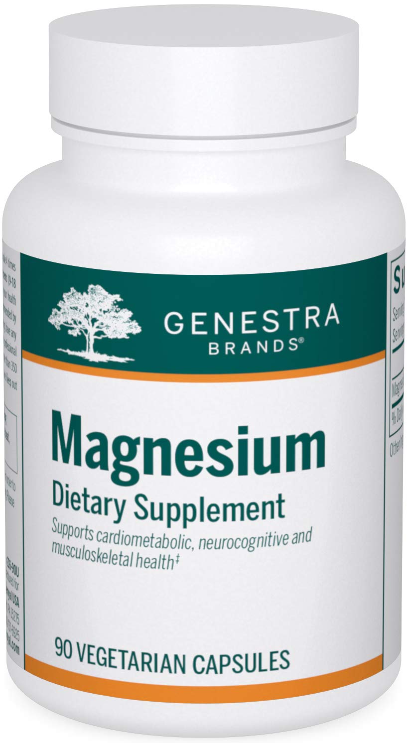 Genestra Brands Magnesium Aspartate bottle on a clean surface for convenient daily supplementation.