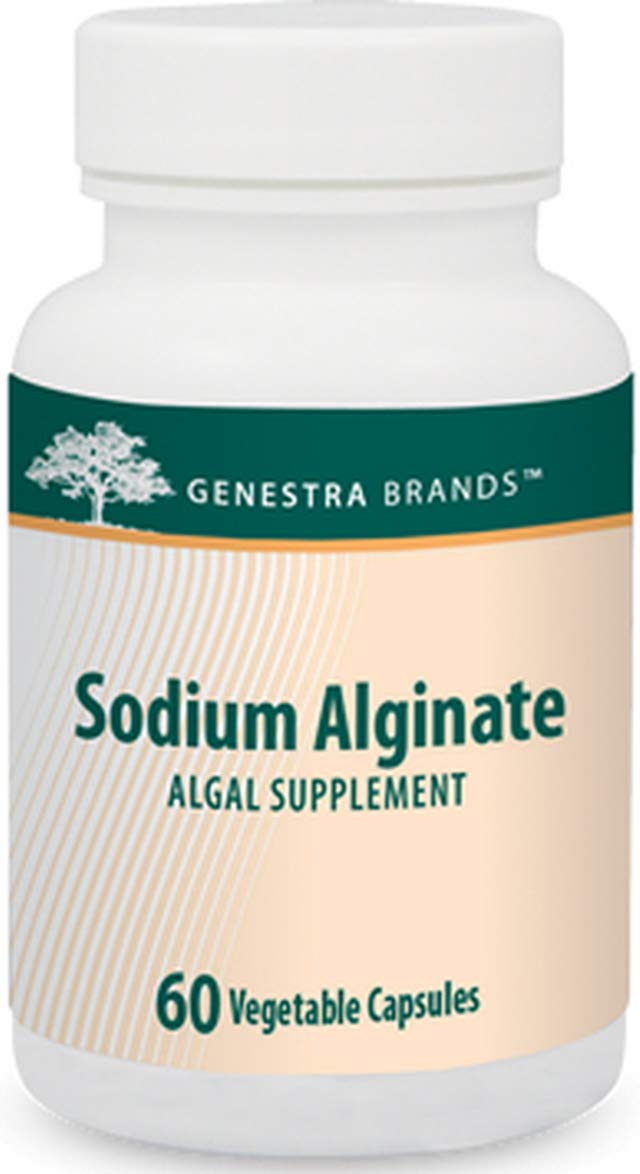Genestra Sodium Alginate capsules bottle for convenient antioxidant support during daily routines.