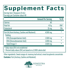 Genestra Super EFA Forte Liquid label close-up highlighting orange flavor.