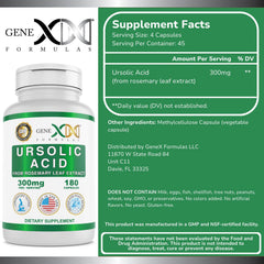 Genex Ursolic Acid label highlights 300 mg per serving for consistent dosing.