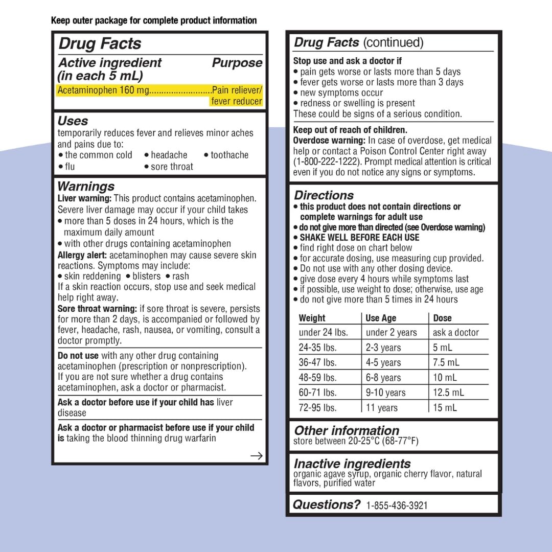 Genexa kids pain and fever reducer used at home during illness