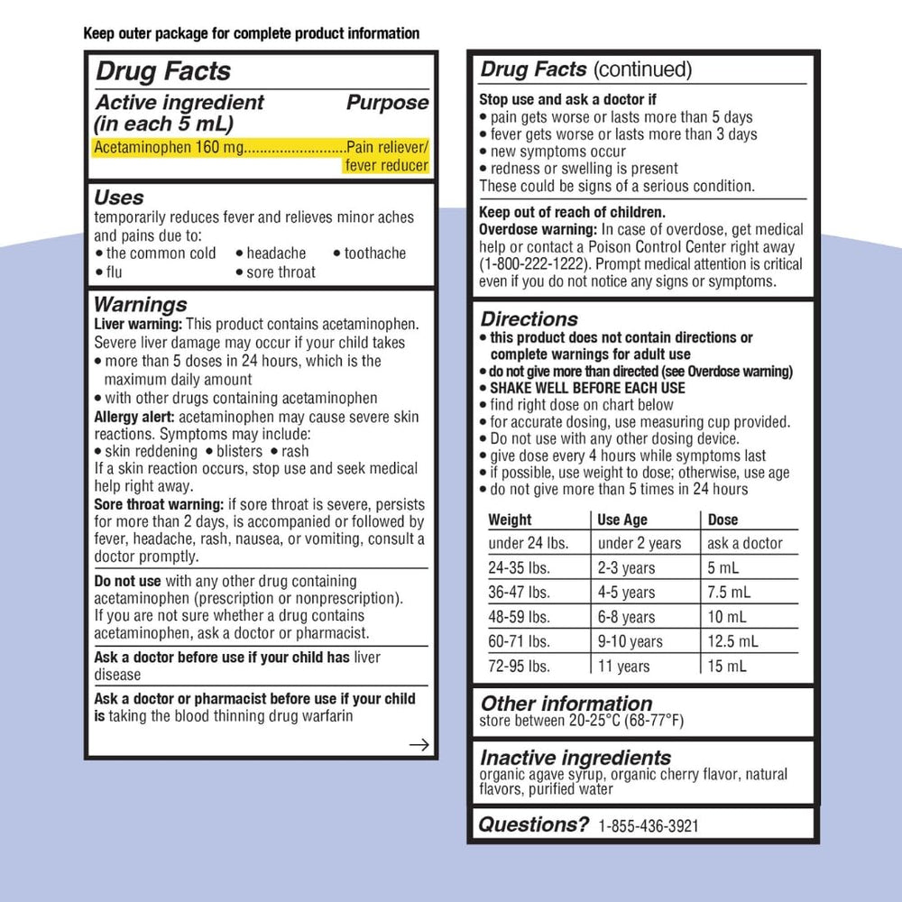 Genexa kids pain and fever reducer used at home during illness