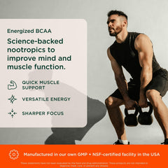 Genius BCAA Powder label features Cognizin for mental energy and focus.
