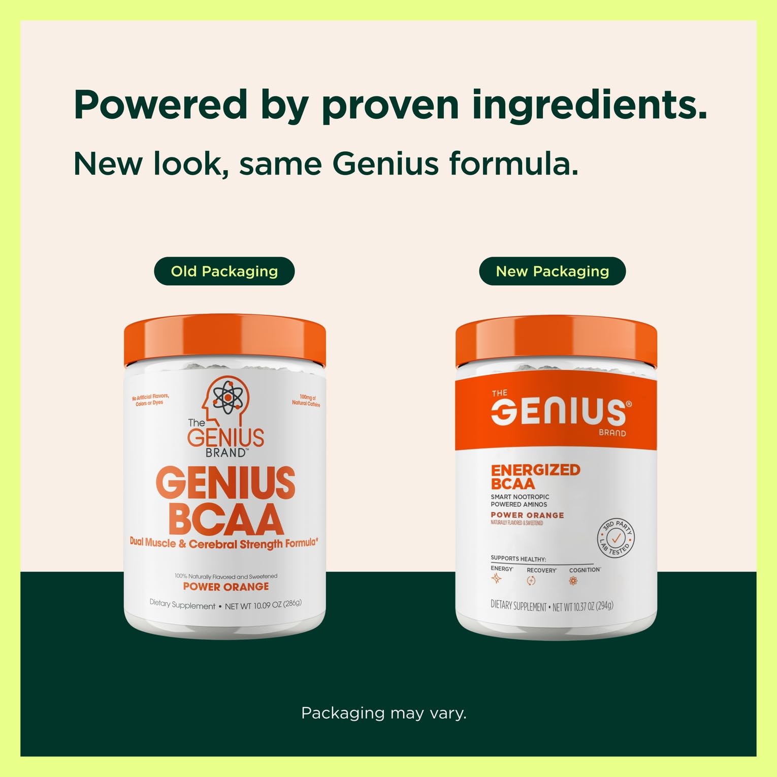 Genius BCAA Powder scoop on table ready for pre- or post-workout fueling.