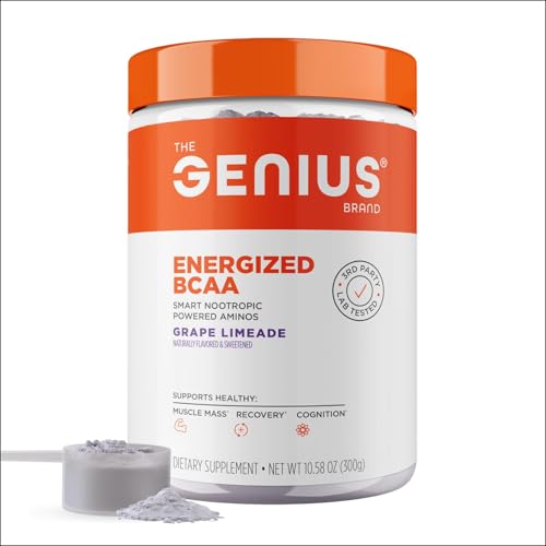 Genius BCAA Powder scoop ready for pre-, intra-, or post-workout use.