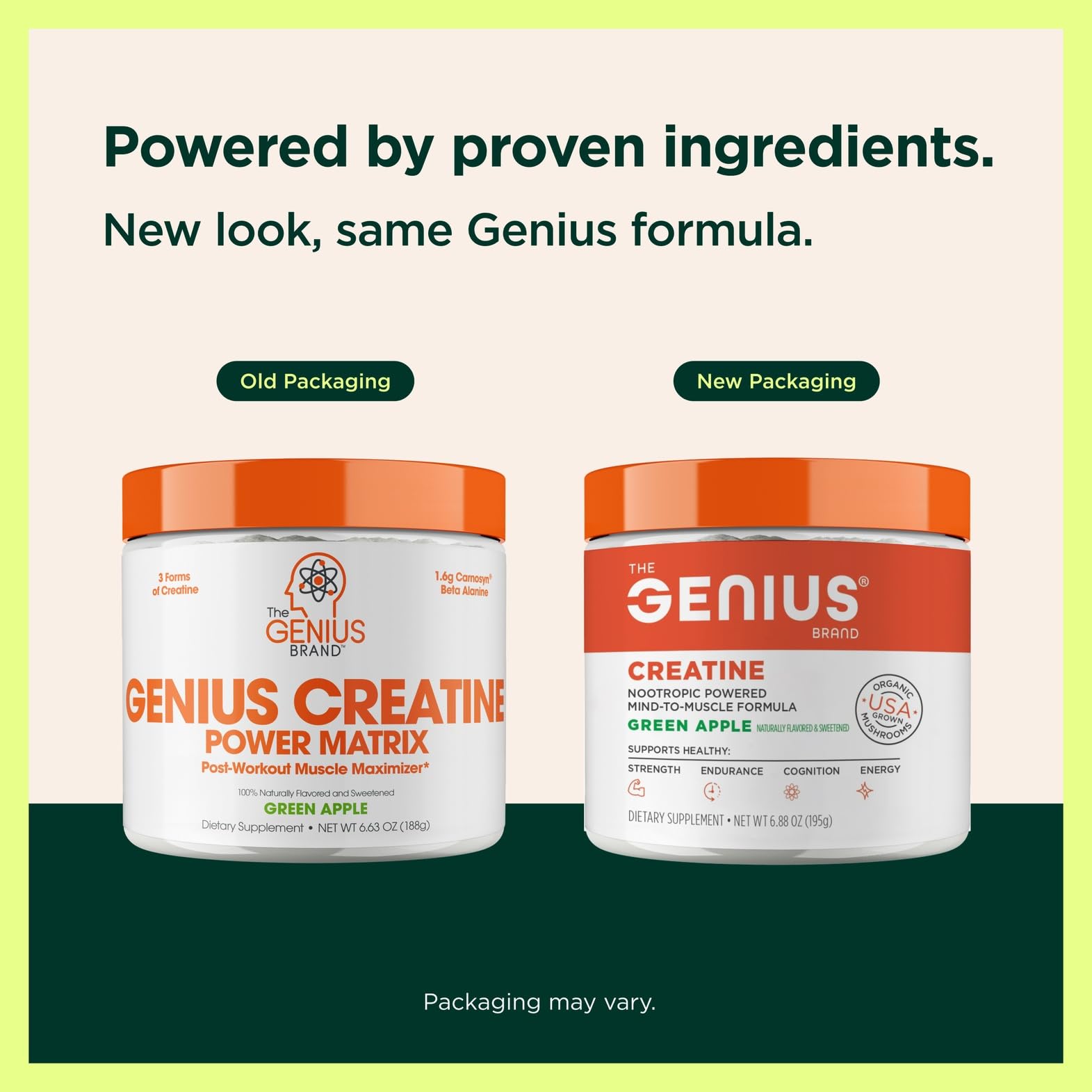 Genius Brand creatine bottle with scoop for convenient post-workout serving