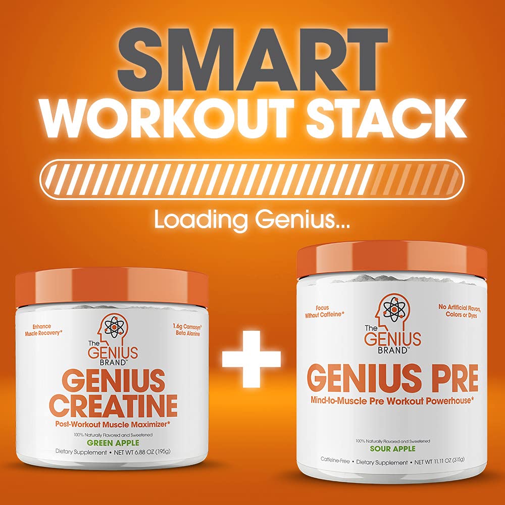 Genius Brand glass with powder being mixed for immediate post-workout use